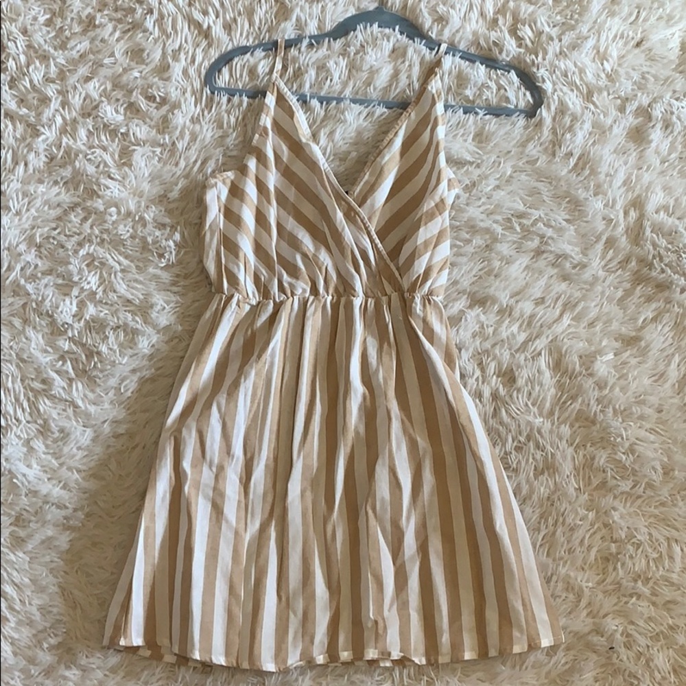Tan stripped romper